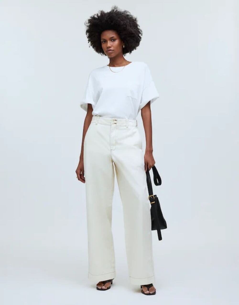 Madewell Sailor Button-Tab Wide-Leg Pants in Antique Cream Size 6